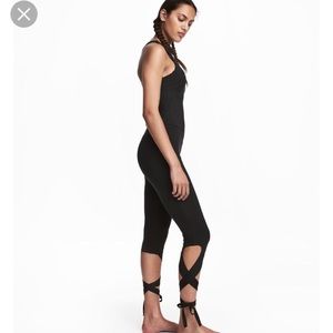 H&M sz M black sexy unitard with tie legs Sold out